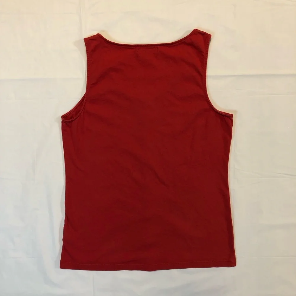 Chaps Women’s Sleeveless 100% Cotton Pullover Stretch Button-Front Red Top S - Picture 5 of 6